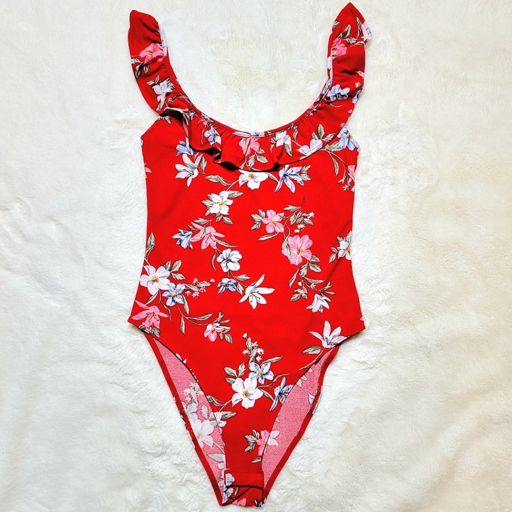 H&M red floral bodysuit
